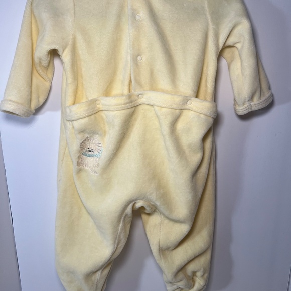 Vintage y2k Cat Footie Embroidered Button Up Bottom Yellow Soft Cotton Club - Picture 4 of 8